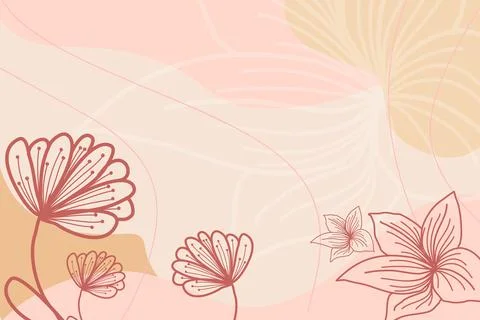 Floral Line Art Background Vector Illustration Stock Illustration