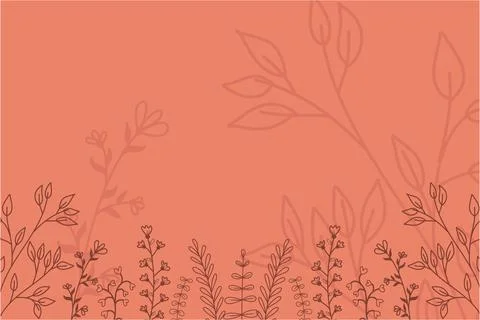 Floral Line Art Background Vector Illustration Illustrazione stock