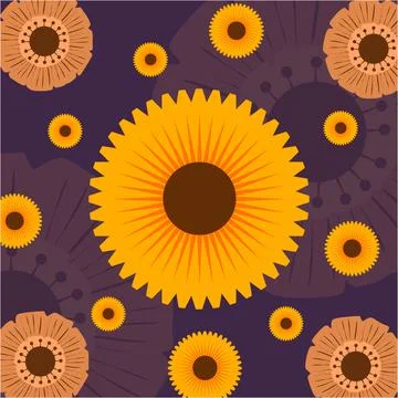 Floral Line Art Background Vector Stock Illustration
