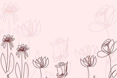 Floral Line Art Background Vector Stock Illustration
