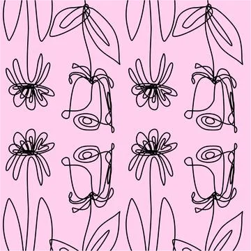 Floral Line Art Background Vector Stock Illustration