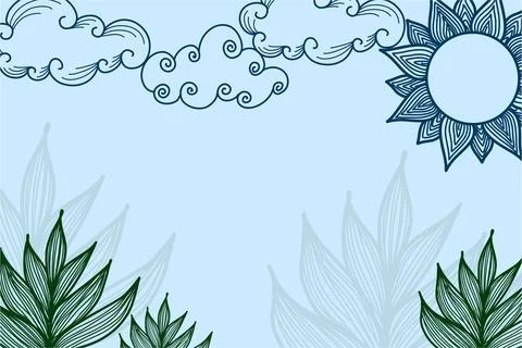 Floral Line Art Background Vector Stock Illustration
