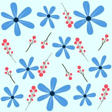 Floral Line Art Pattern Background Vector Stock Illustration