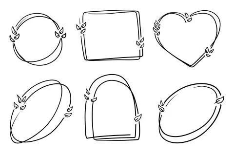Floral line doodle frames in square Stock Illustration