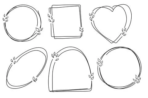Floral line doodle frames in square Stock Illustration