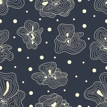 Floral line seamless pattern Stock Illustration