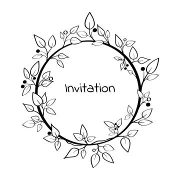 Floral linear simple frame with leaves イラスト素材