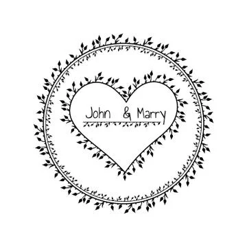 Floral linear simple frame with leaves Stock Illustration