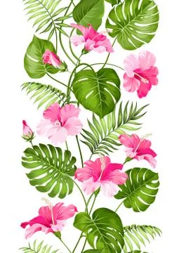Floral linear tile design Stock Illustration