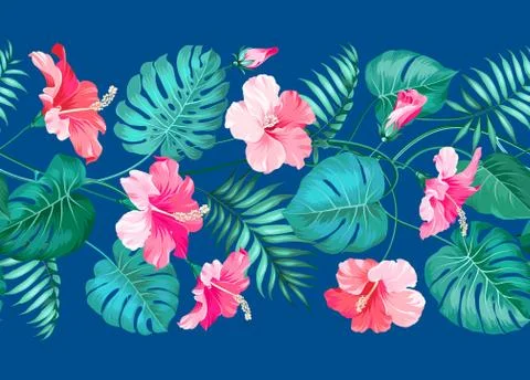 Floral linear tile design Stock Illustration