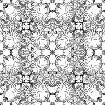 Floral lines seamless pattern. Vector ornamental modern background. Repeat sy 스톡 일러스트