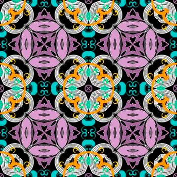 Floral lines seamless pattern. Vector ornamental modern background. Repeat sy 스톡 일러스트