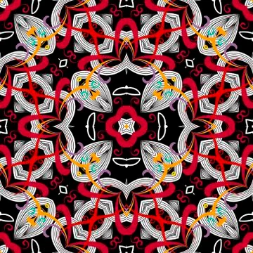 Floral lines seamless pattern. Vector ornamental modern background. Repeat sy Illustrazione stock