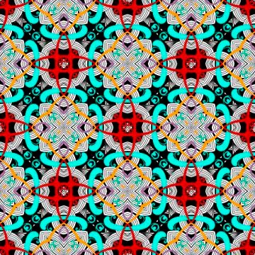 Floral lines seamless pattern. Vector ornamental modern background. Repeat sy 스톡 일러스트