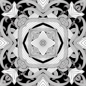 Floral lines seamless pattern. Vector ornamental modern background. Repeat sy 스톡 일러스트