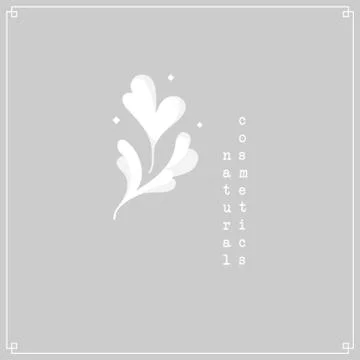 Floral logo for natural concept design. Flower motif with minimalistic frame Stock Illustration