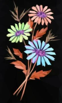 Floral Low Poly Pattern Stock Illustration