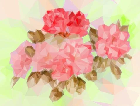 Floral Low Poly Pattern Stock Illustration