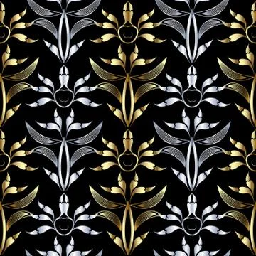 Floral luxury vector seamless pattern. Damask background Illustrazione stock