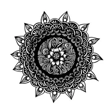 Floral Mandala Circle Stock Illustration
