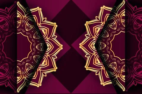 Floral Mandala Composition With Central Flower Core And Geometric Frame Stock Illustration