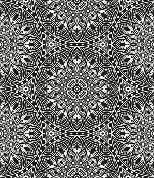 Floral mandala design in circle shape. Seamless repeating pattern. Stock Illustration