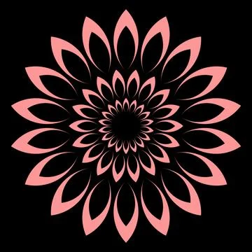 Floral Mandala Flower Pattern in Pink Radial Vector Design Stock Illustration