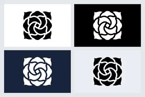 Floral Mandala Logo Icon Set 库存插图