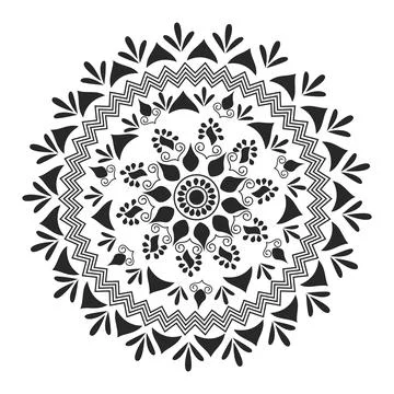 Floral Mandala Pattern Design used as Mehndi, Tattoo or Anti-Stress Colorin.. Stock Illustration
