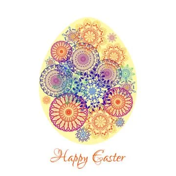 Floral mandala pattern in the shape of an egg. Happy Easter Stock Illustration