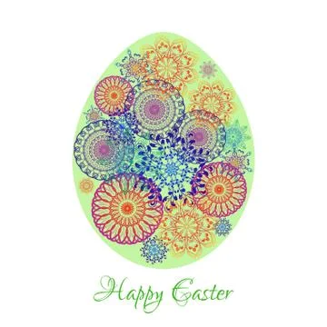 Floral mandala pattern in the shape of an egg. Happy Easter Stock Illustration