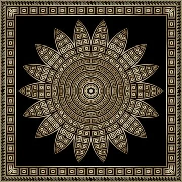 Floral mandala pattern. Square frame. Vector ornamental background. Decorativ Stock Illustration