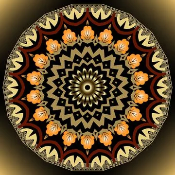 Floral mandala pattern. Vector ornamental background. Decorative tribal ethni イラスト素材