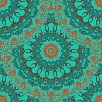 Floral mandalas seamless pattern. Vector colorful background. Beautiful tiled Illustrazione stock