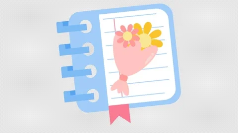 Floral memory keeper in cartoon animation. Planning a celebration concept. Stock Footage 309230868