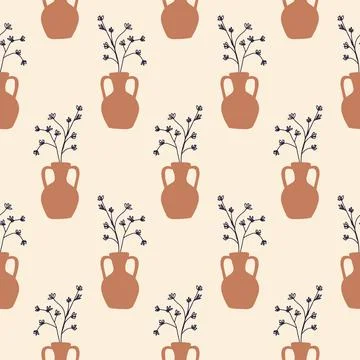 Floral minimal seamless pattern Illustrazione stock