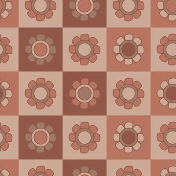 Floral mocha mousse seamless pattern. Geometric brown background with minim.. Stock Illustration