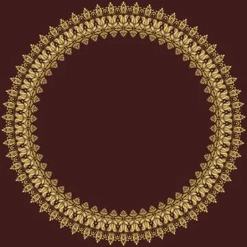 Floral Modern Round Frame Stock Illustration