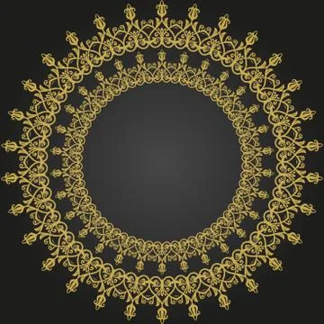 Floral Modern Round Frame Stock Illustration