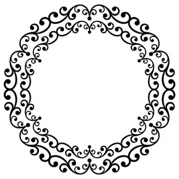 Floral Modern Round Frame Stock Illustration