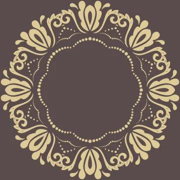 Floral Modern Round Frame Stock Illustration