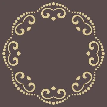 Floral Modern Round Frame Stock Illustration