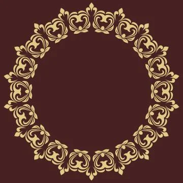 Floral Modern Round Frame Stock Illustration