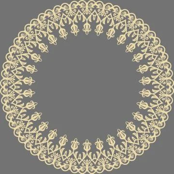 Floral Modern Round Frame Stock Illustration