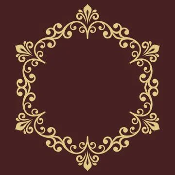 Floral Modern Round Frame Stock Illustration