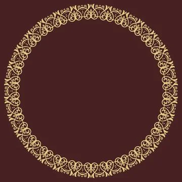 Floral Modern Round Frame Stock Illustration