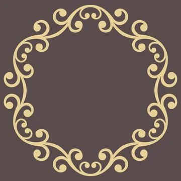 Floral Modern Round Frame Stock Illustration