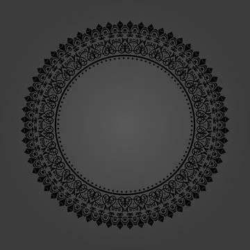 Floral Modern Round Frame Stock Illustration