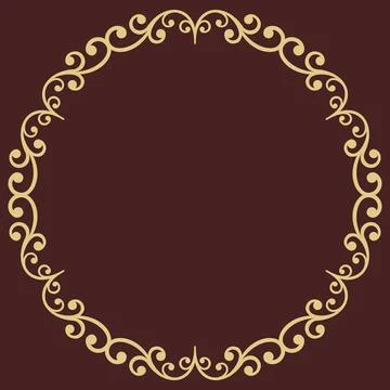 Floral Modern Round Frame Stock Illustration