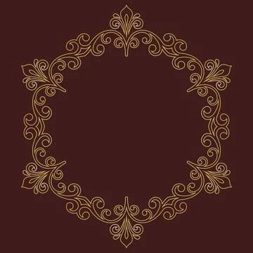 Floral Modern Round Frame Stock Illustration